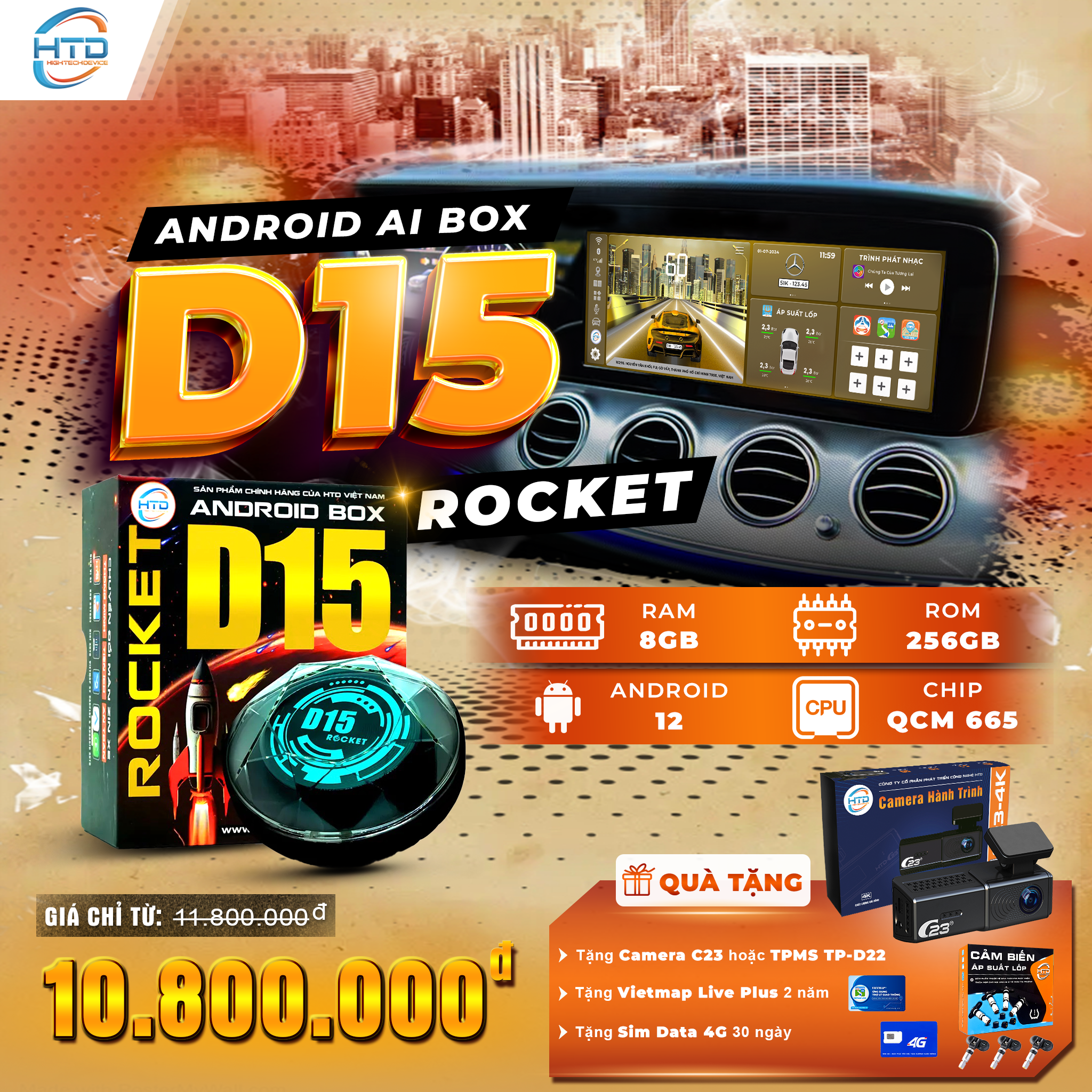 Android Box ô tô D15 Rocket