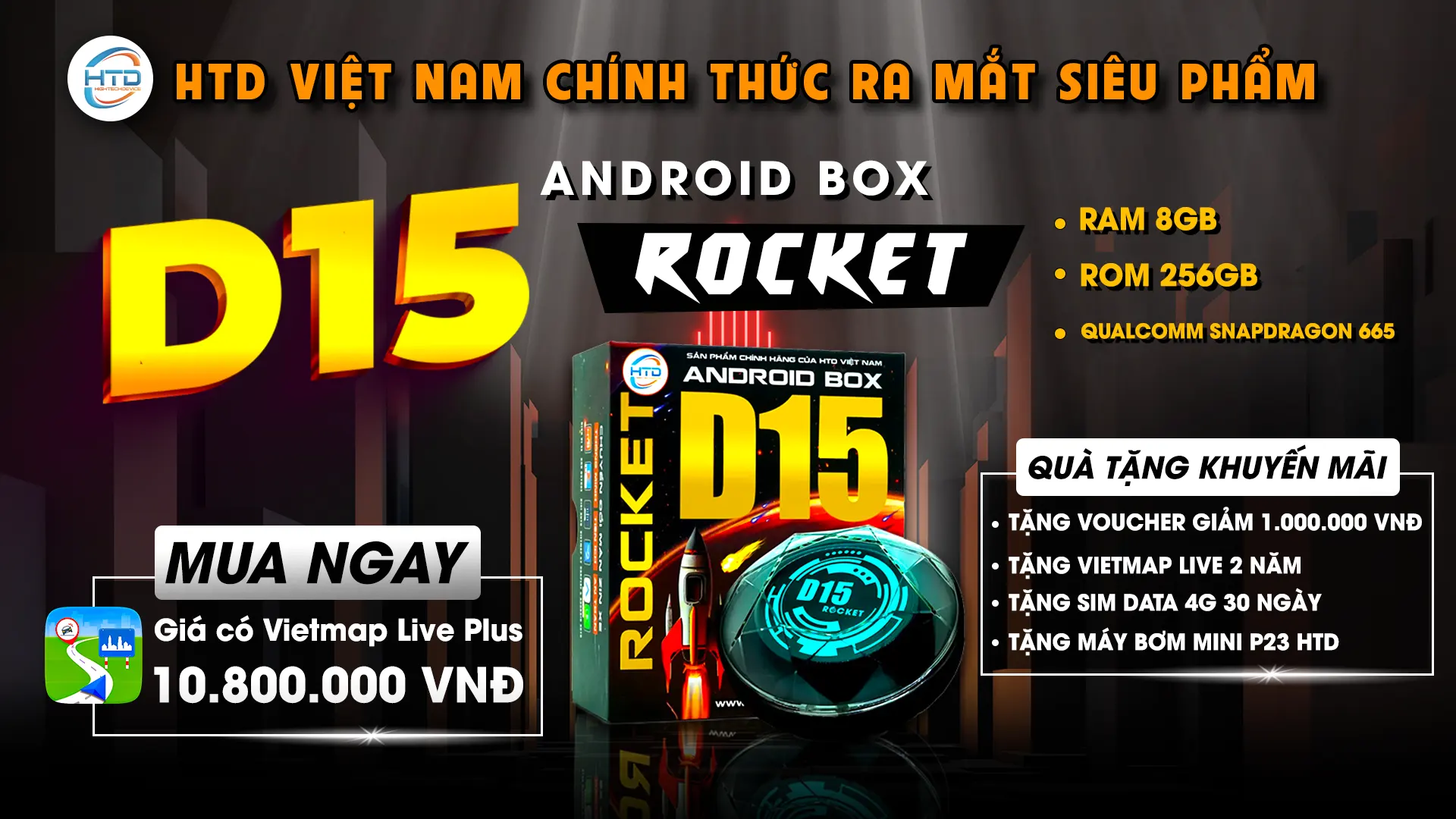 Android Box cho xe điện D15 Rocket HTD