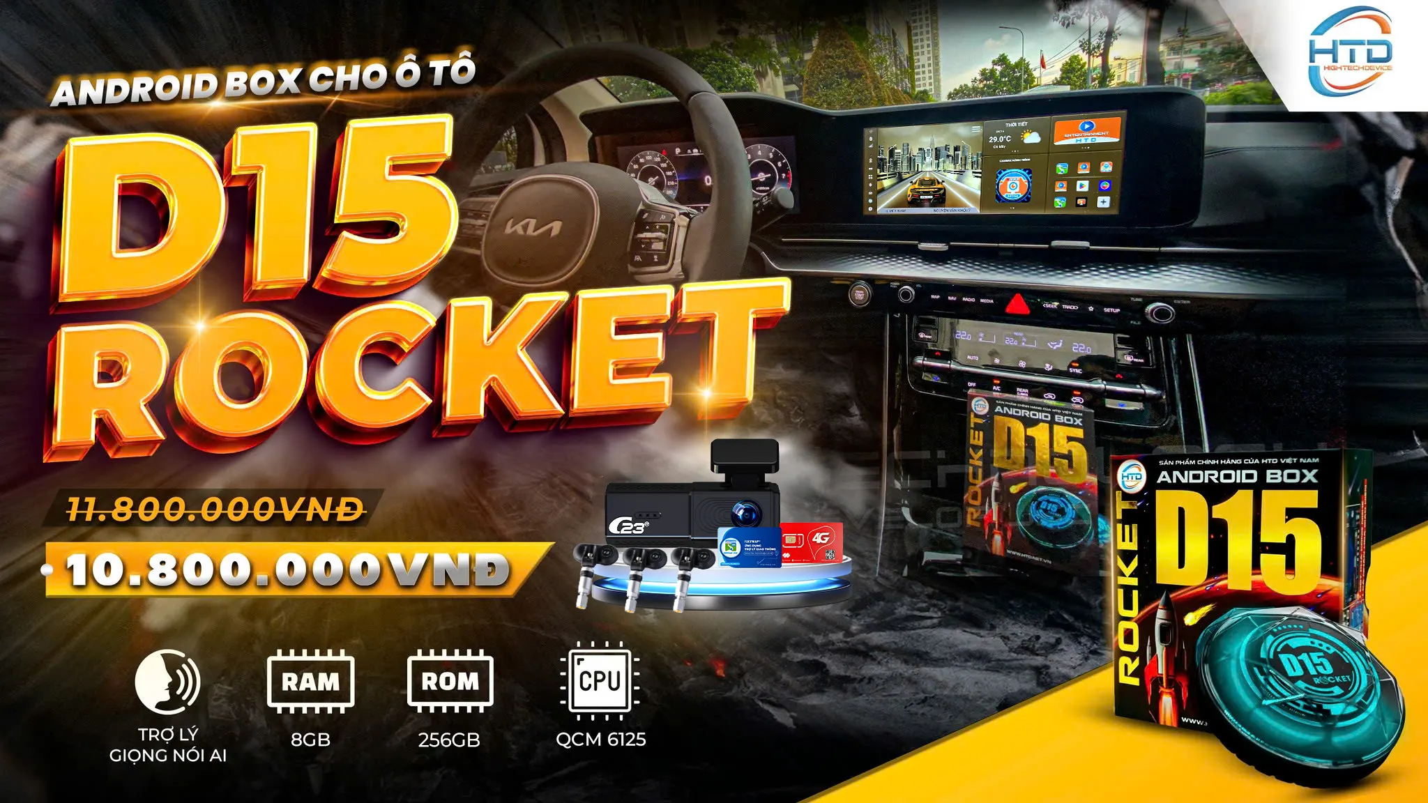 Chương trình khuyến mãi sản phẩm android box cho ô tô d15 rocket