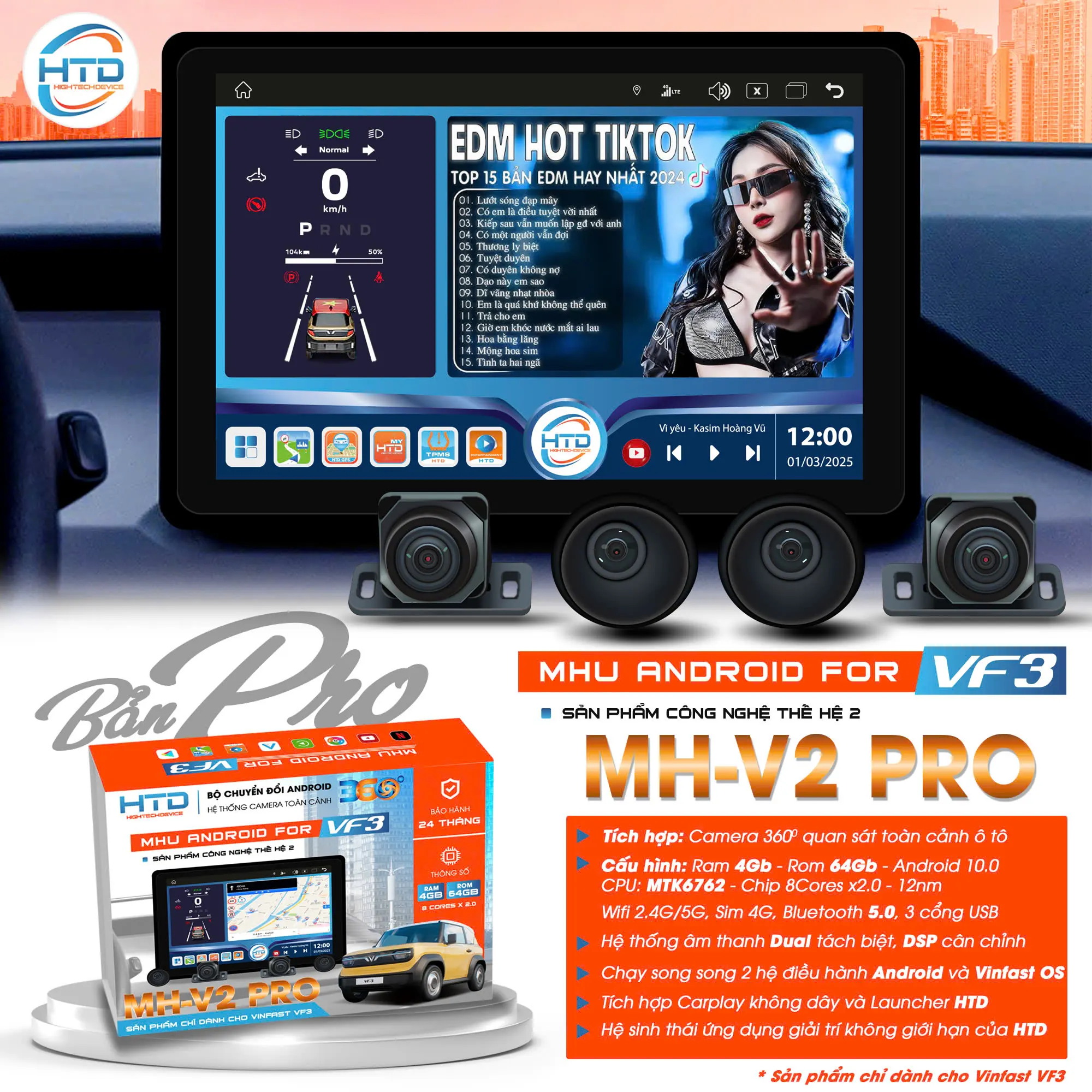 Thông số cấu hình Bộ chuyển đổi màn hình Android VF3-model MHU V2 PRO