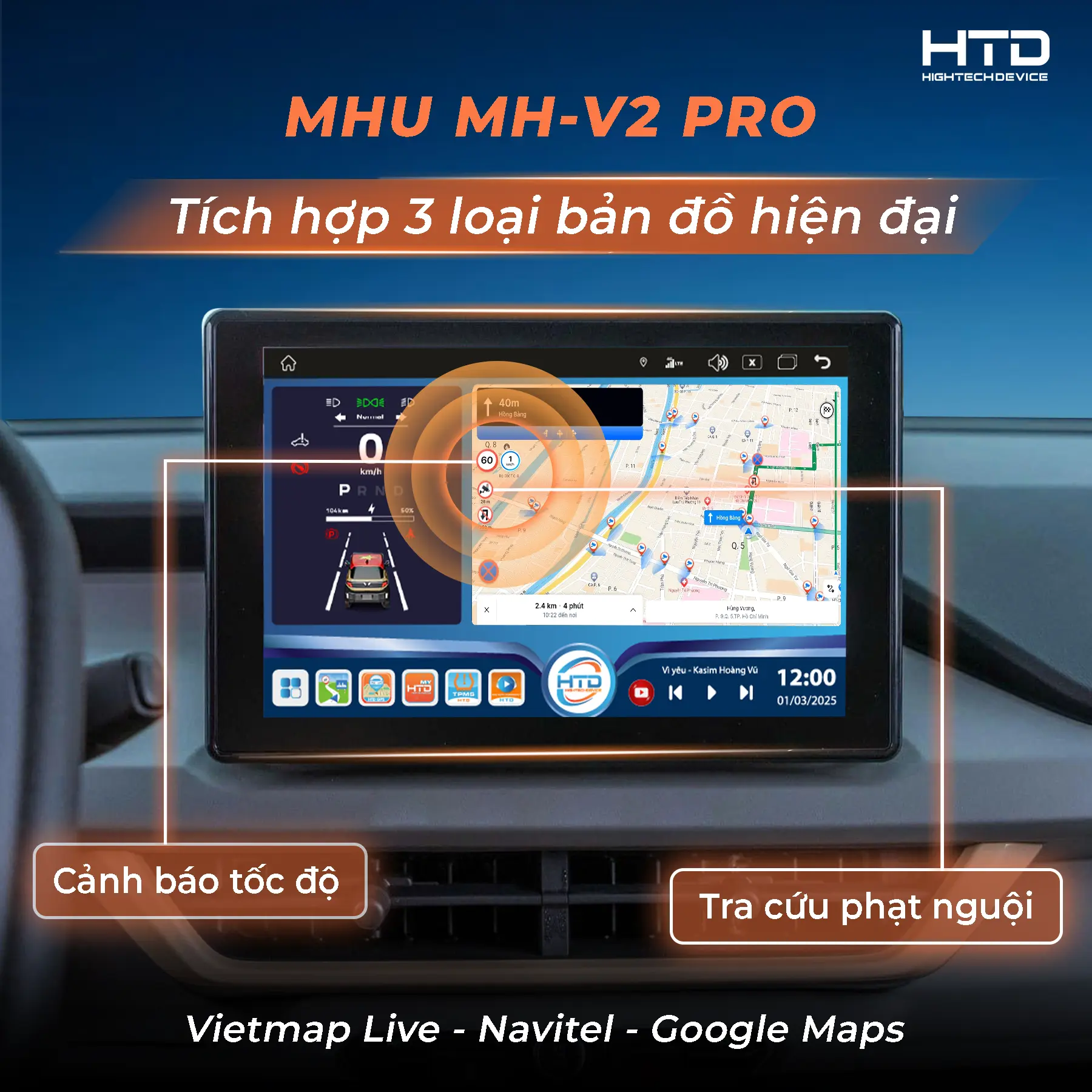 Tích hợp bản đồ chỉ đường hiện đại trên bộ chuyển đổi màn hình VF3