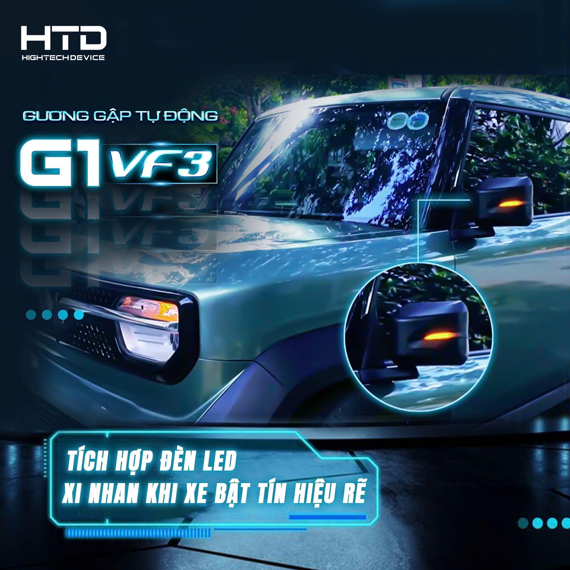 Gương gập tự động VF3 tích hợp đèn led xi nhan