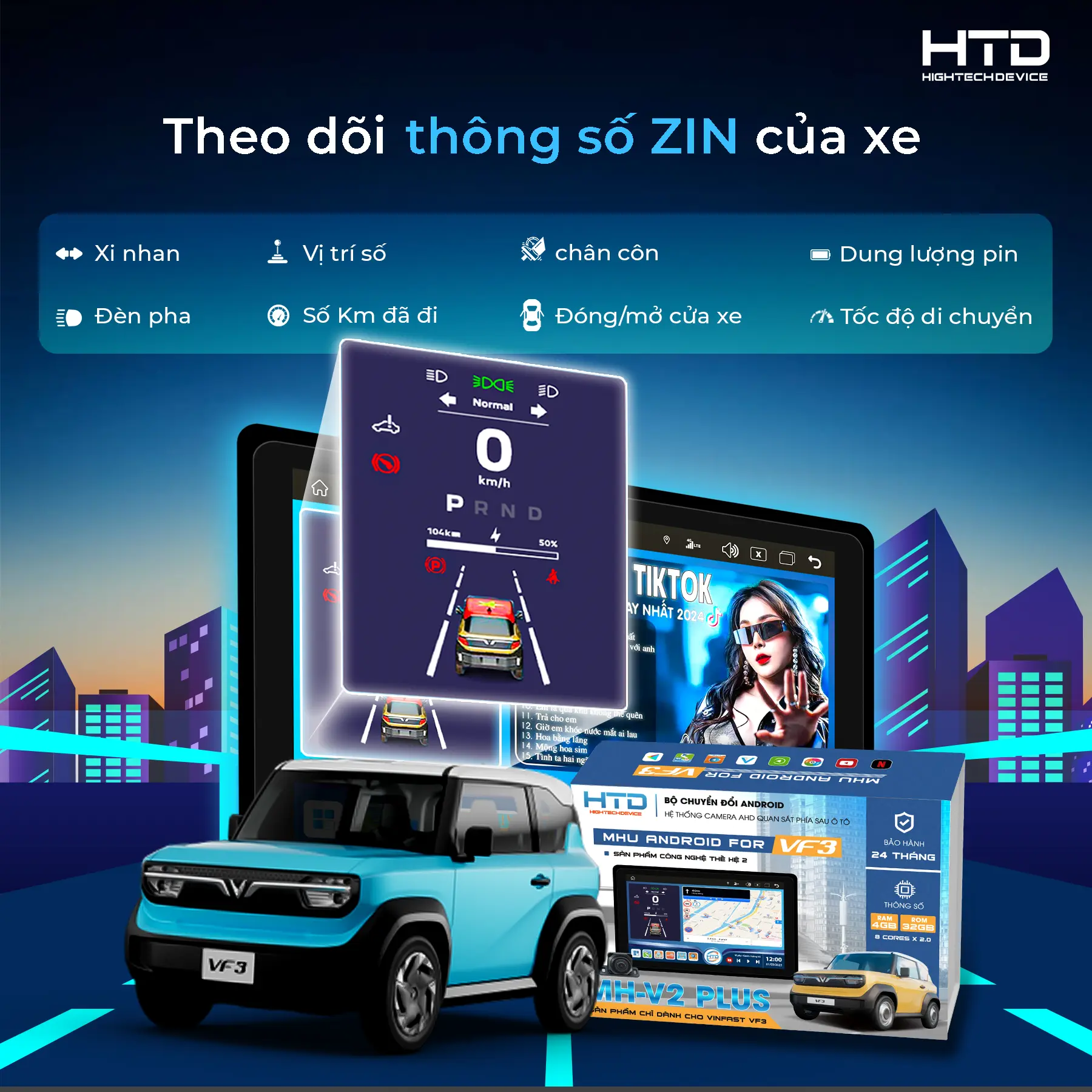 Bộ chuyển đổi màn hình Android VF3 giữ nguyên Zin cho xế cưng