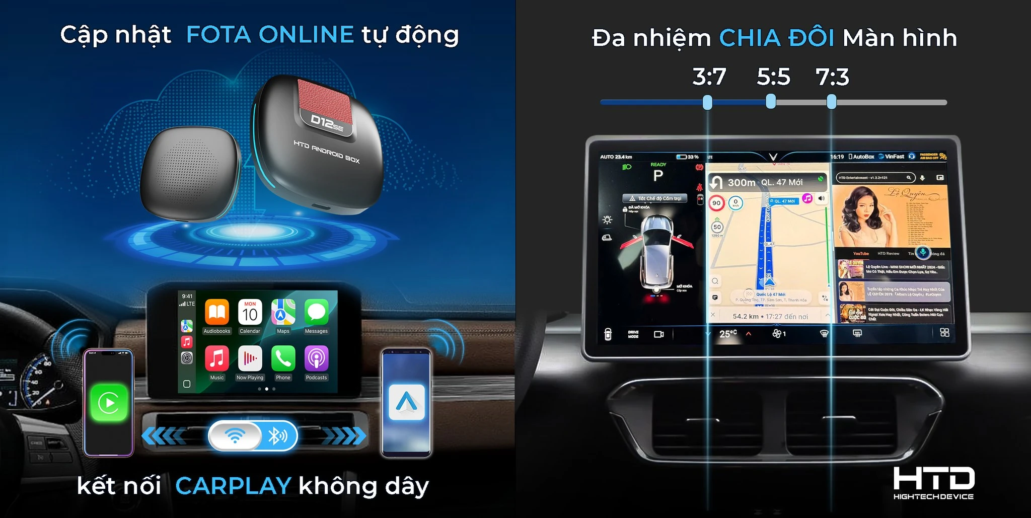 Android box cho Hyundai Cetra 2023 D12SE kết nối Aplle Carplay không dây