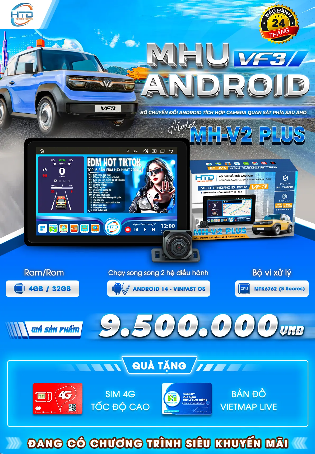 Giá bộ chuyển đổi màn hình Android MHU VF3-model MHU V2 PLUS