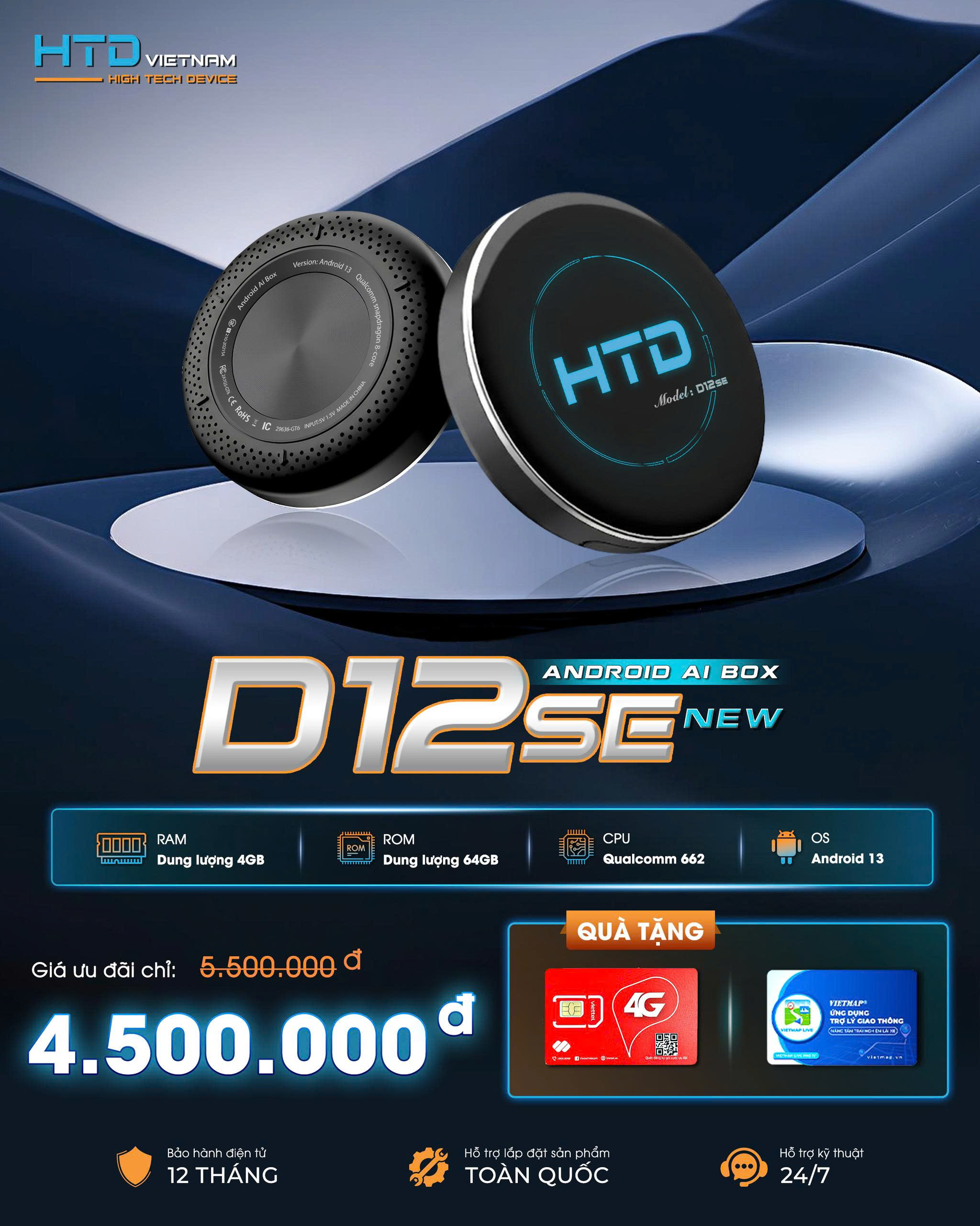 HTD Android Box D12SE NEW – Bộ chuyển đổi màn hình thế hệ mới