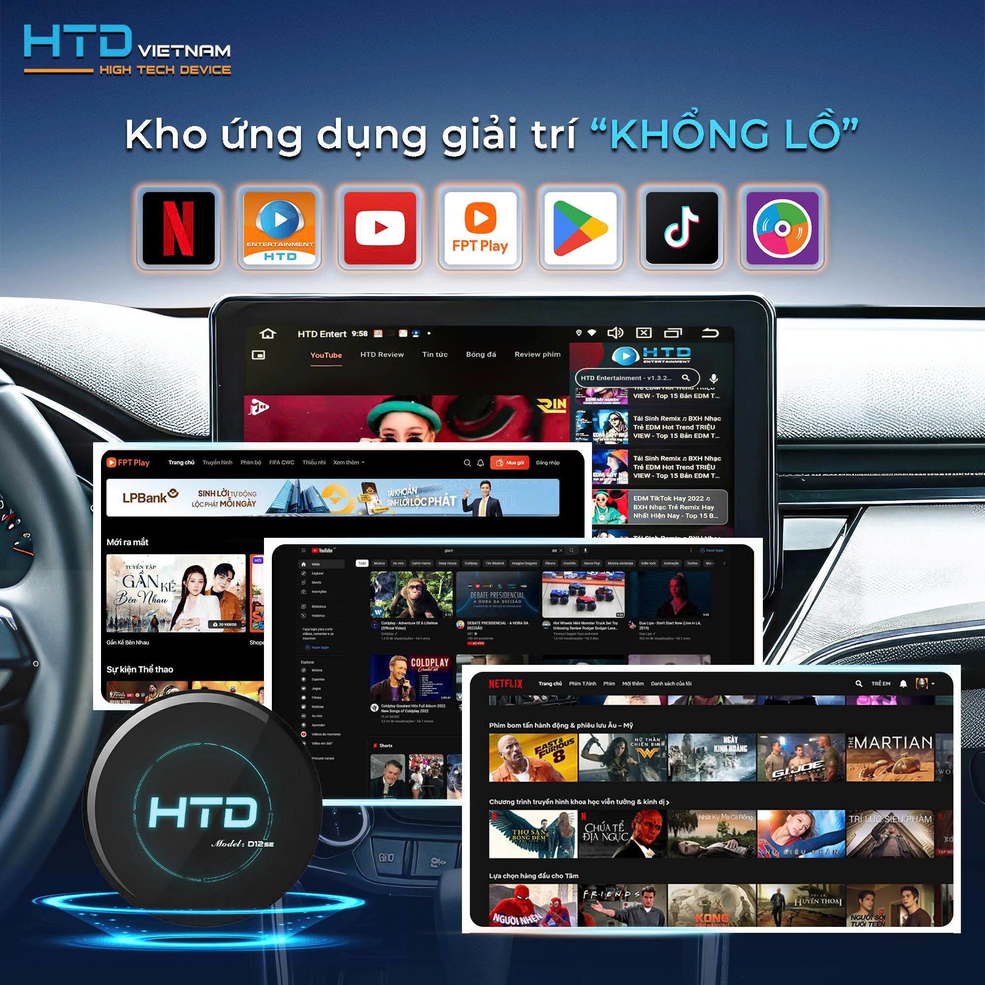 HTD Android Box D12SE NEW – Bộ chuyển đổi màn hình thế hệ mới