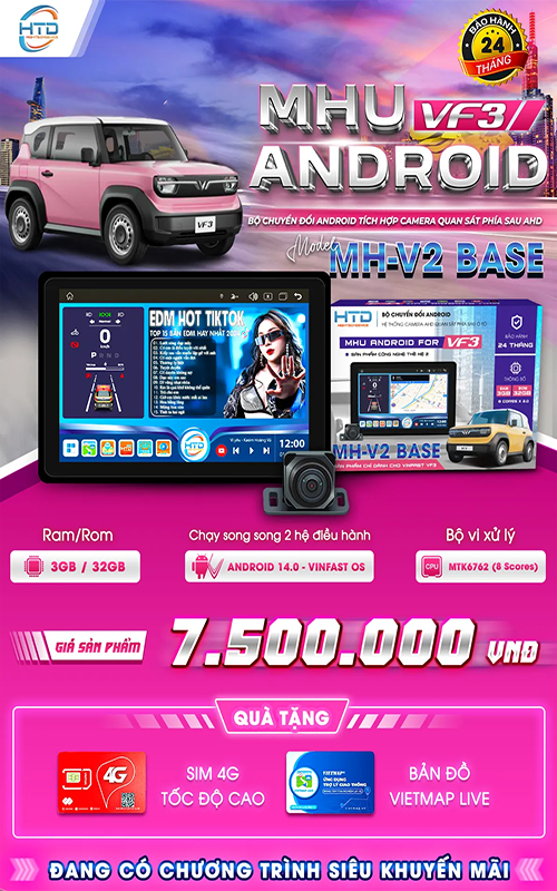 Màn hình Android VF3 giá dưới 8 triệu mới nhất 2025