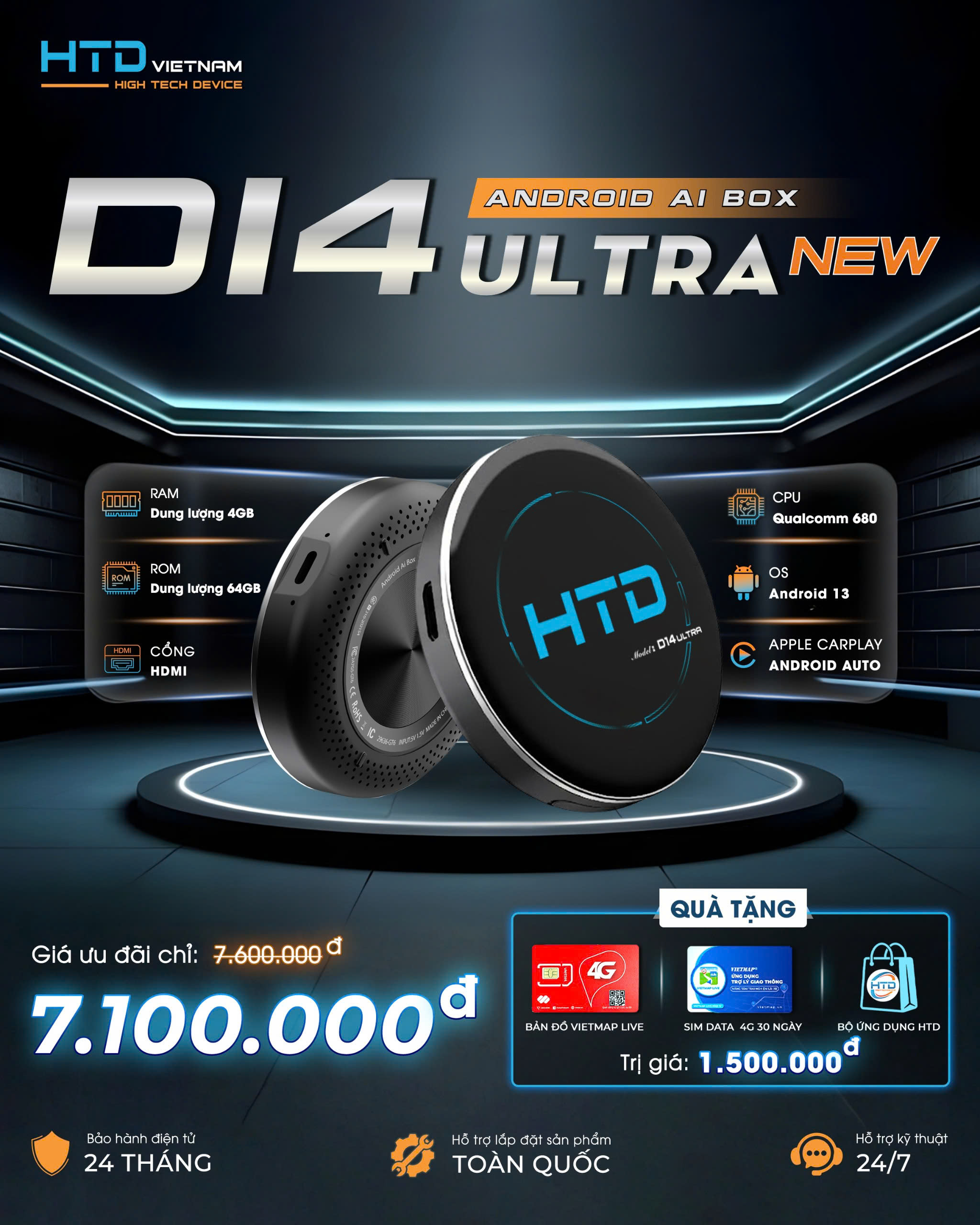 Android Box D14 Ultra New với công nghệ độc quyền chất lượng cao từ HTD