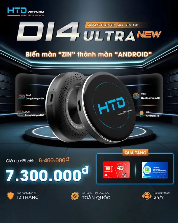 Android Box D14 Ultra New với côngz nghệ độc quyền chất lượng cao từ HTD