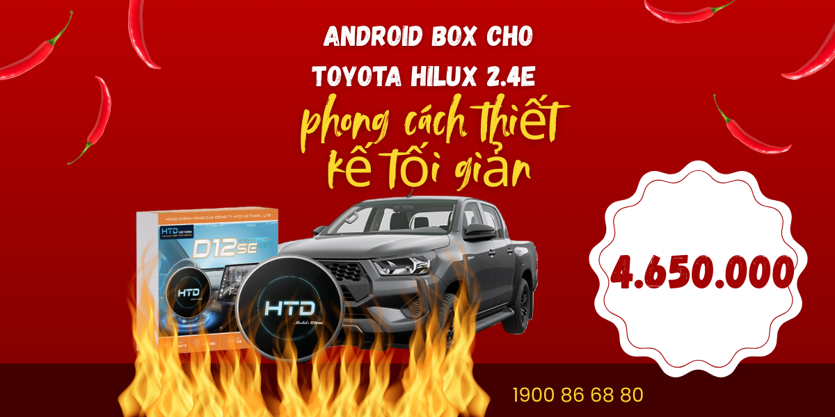 Android Box cho Toyota Hilux 2.4E phong cách thiết kế tối giản