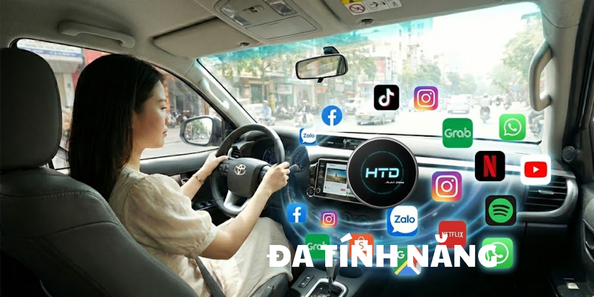 Android Box cho Toyota Hilux 2.4E phong cách thiết kế tối giản