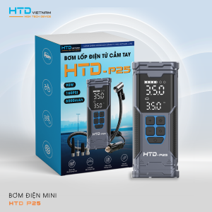 Bơm điện mini P25 vừa bơm xe vừa sạc điện thoại