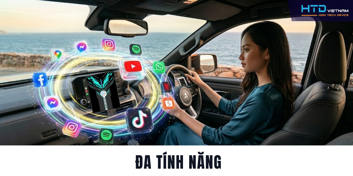 Android Box cho Mitsubishi Triton Premium xem camera và bản đồ cùng lúc