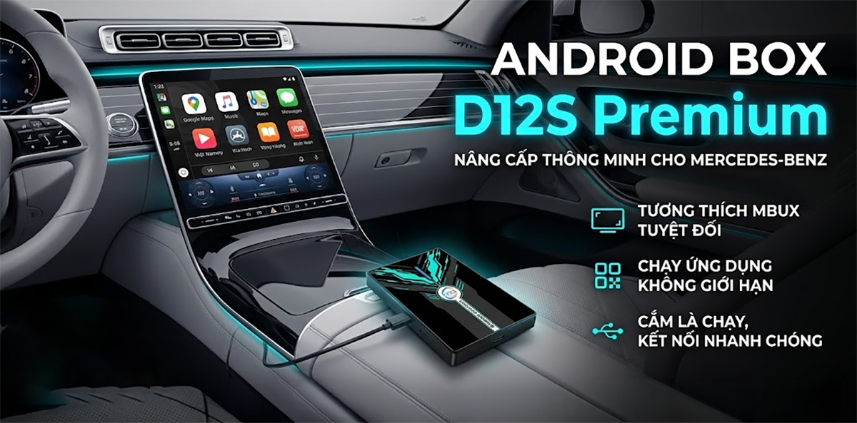 Android Box cho Mercedes V 250 Luxury giải trí cao cấp cho xe gia đình