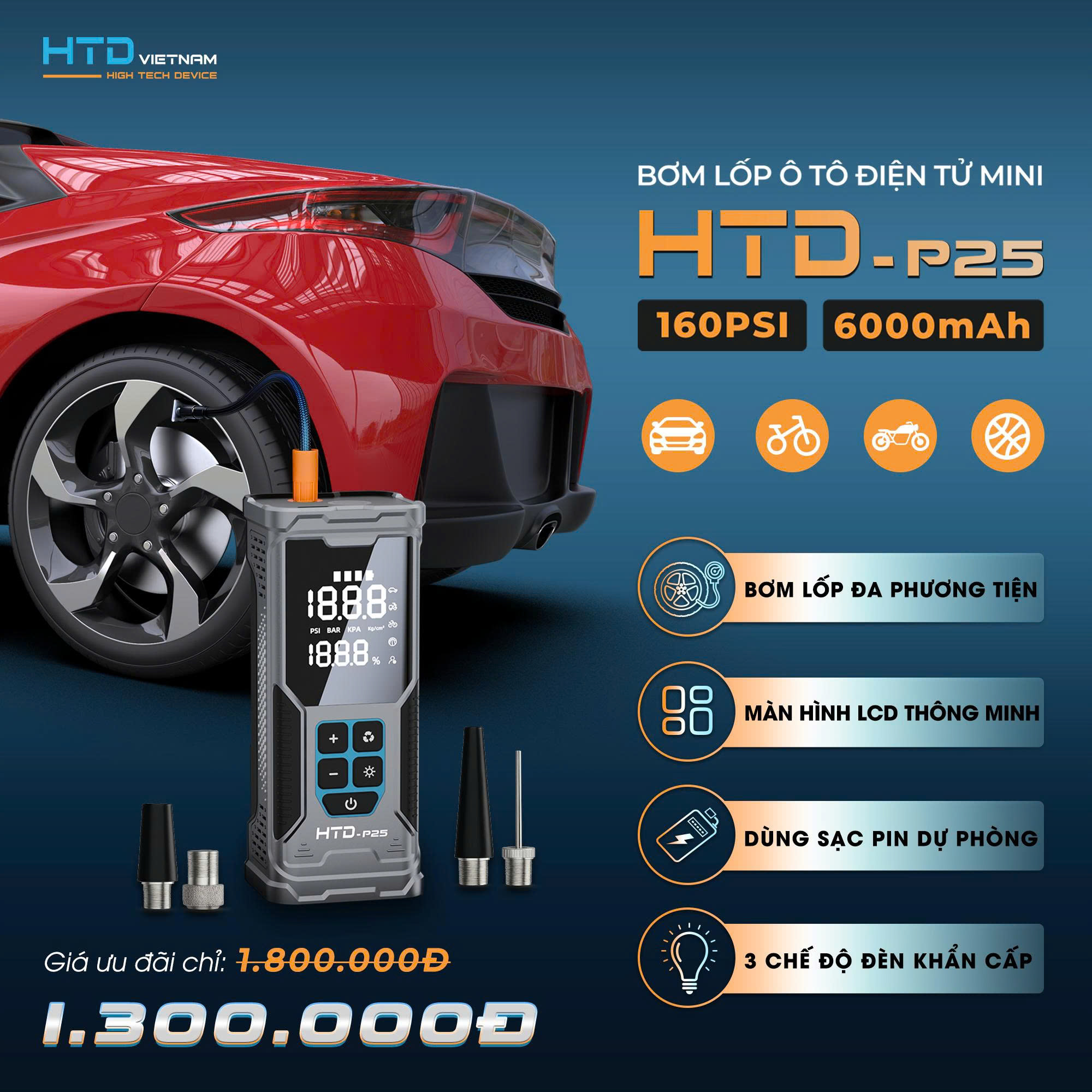 Bơm điện mini P25: BƠM ĐIỆN TỬ CẦM TAY, BƠM 4 BÁNH XE CHỈ TRONG 1 LẦN SẠC
