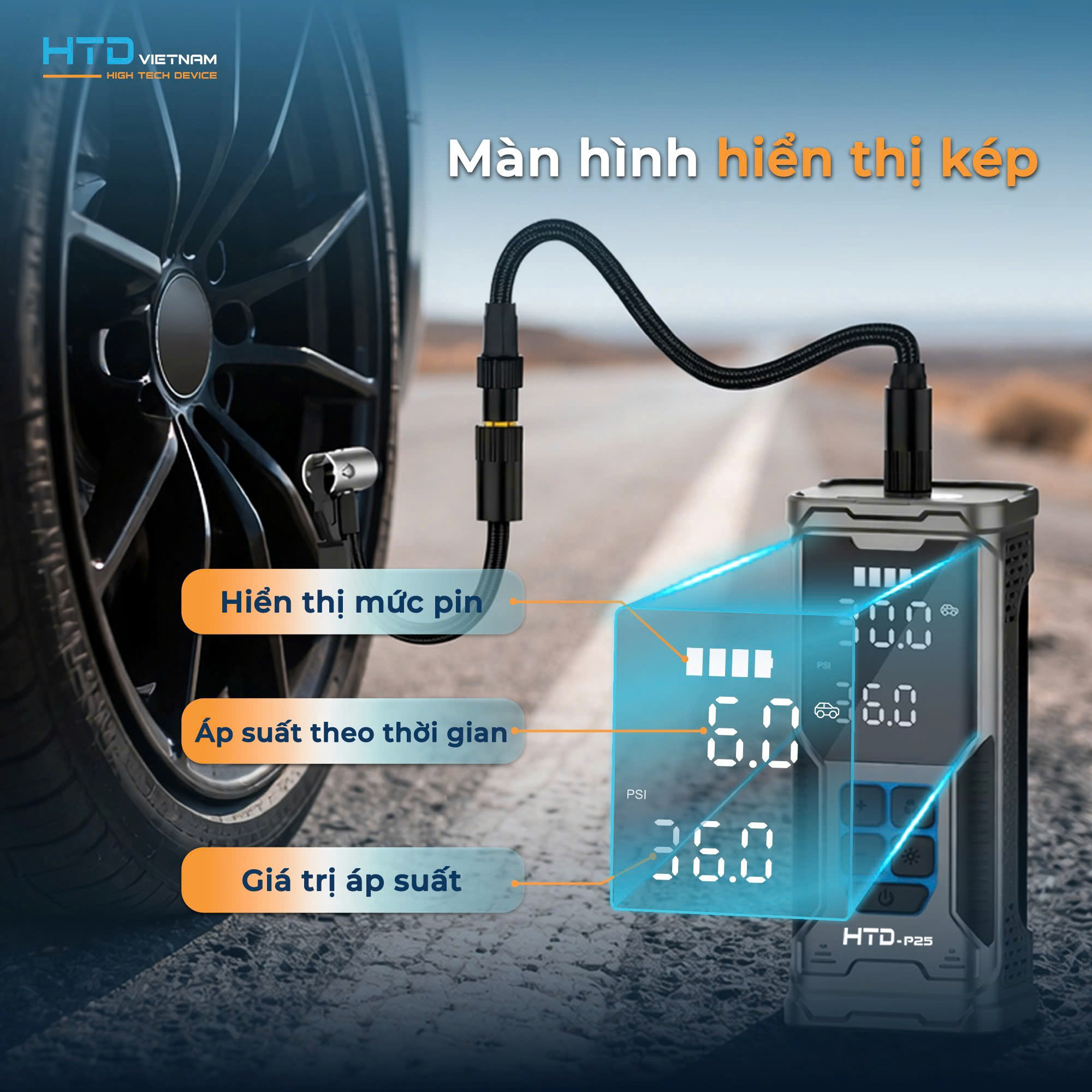 Bơm điện mini P25: BƠM ĐIỆN TỬ CẦM TAY, BƠM 4 BÁNH XE CHỈ TRONG 1 LẦN SẠC