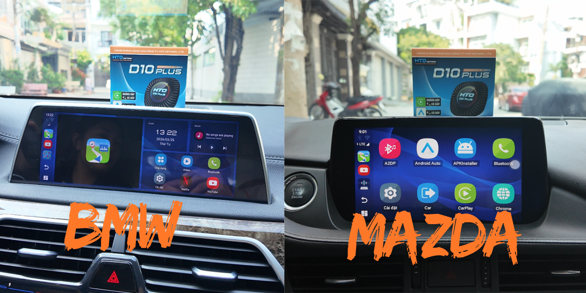 Android Box D10 Plus Kết Nối Apple Carplay Không Dây, Có Dây Và Android Auto Có Dây Mượt Mà
