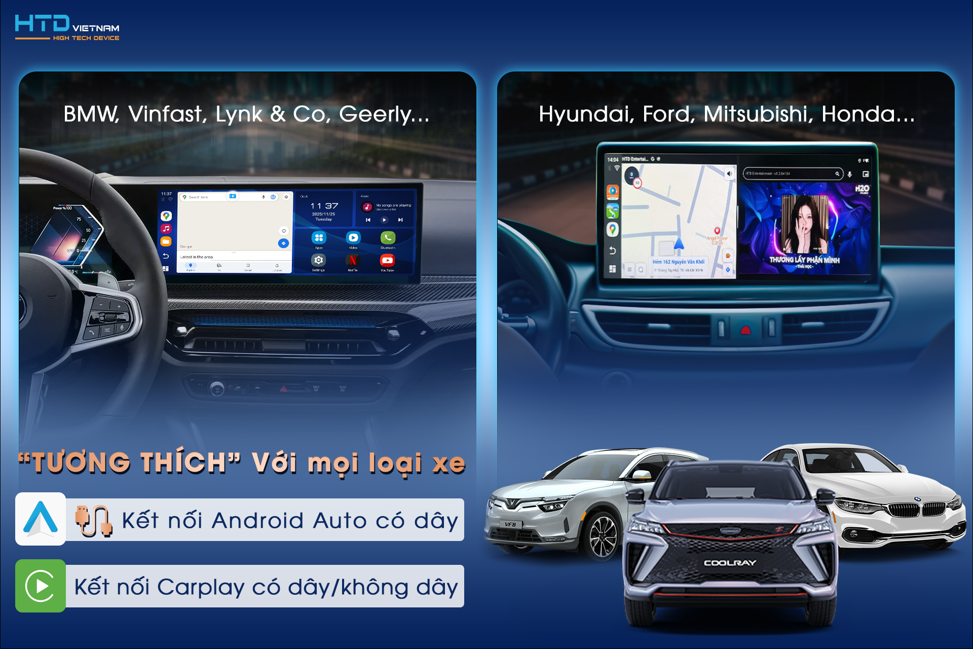 Android Box D10 Plus Kết Nối Apple Carplay Không Dây, Có Dây Và Android Auto Có Dây Mượt Mà