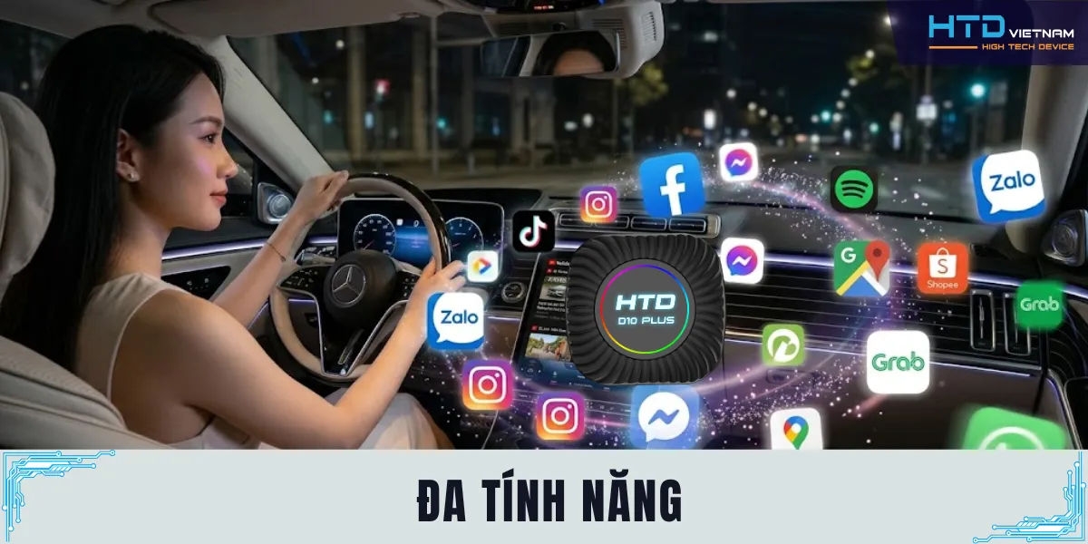 Android box cho ô tô tích hợp đa ứng dụng