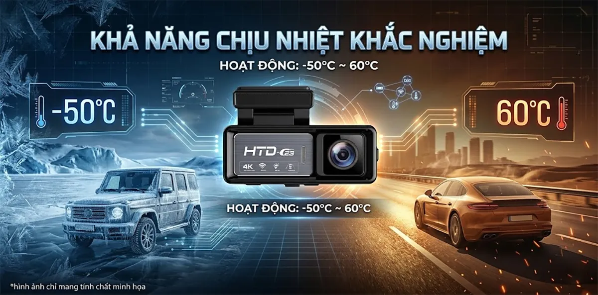 nhiệt độ hoạt động camera hành trình cho ô tô C23-4K Dual