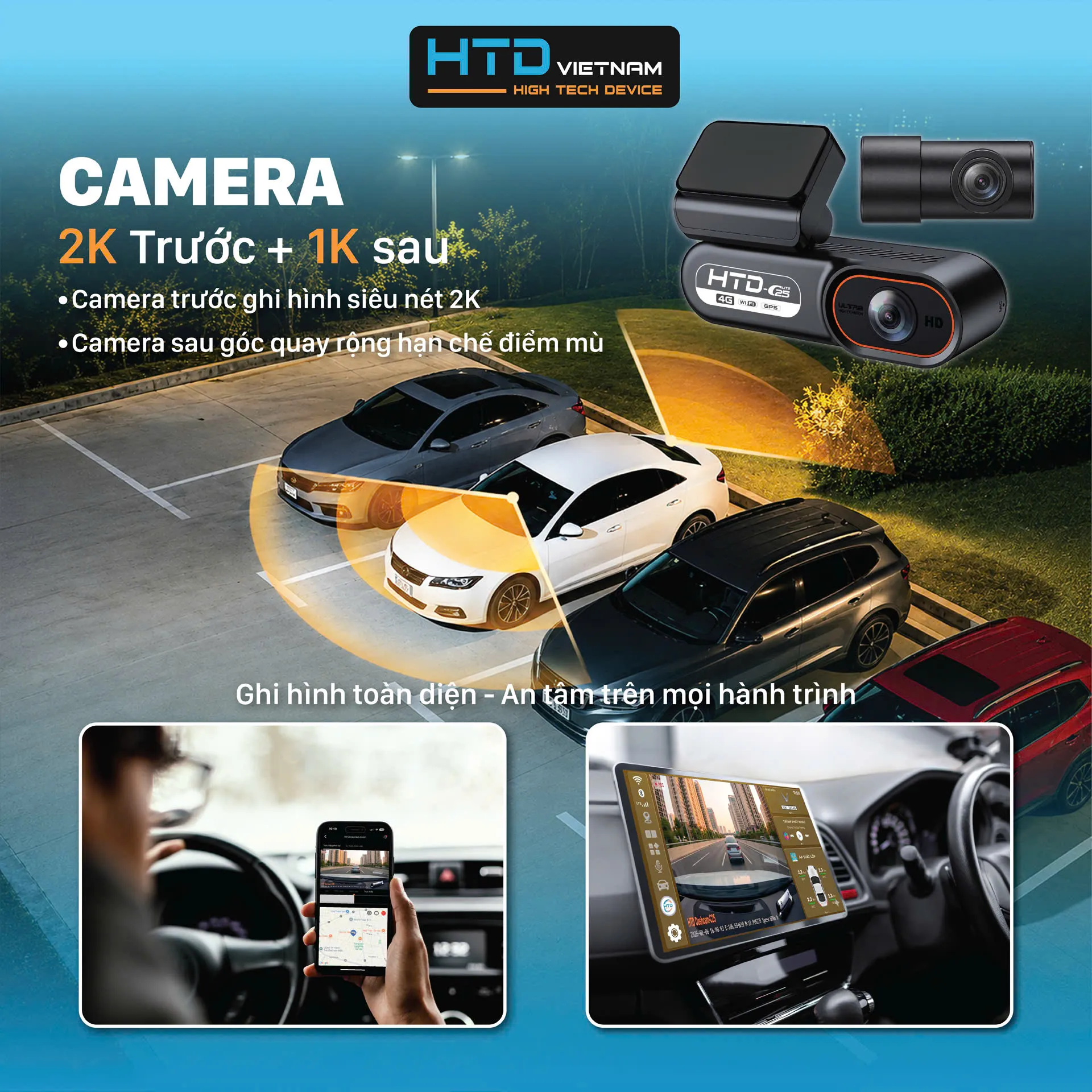 camera trước, sau góc quay siêu rộng hạn chế điểm mù