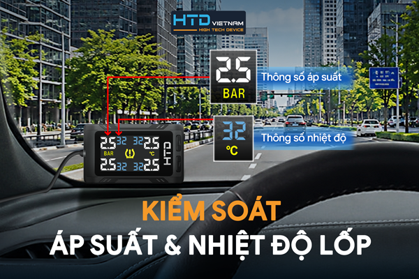 cảm biến áp suất lốp ô tô treo kính