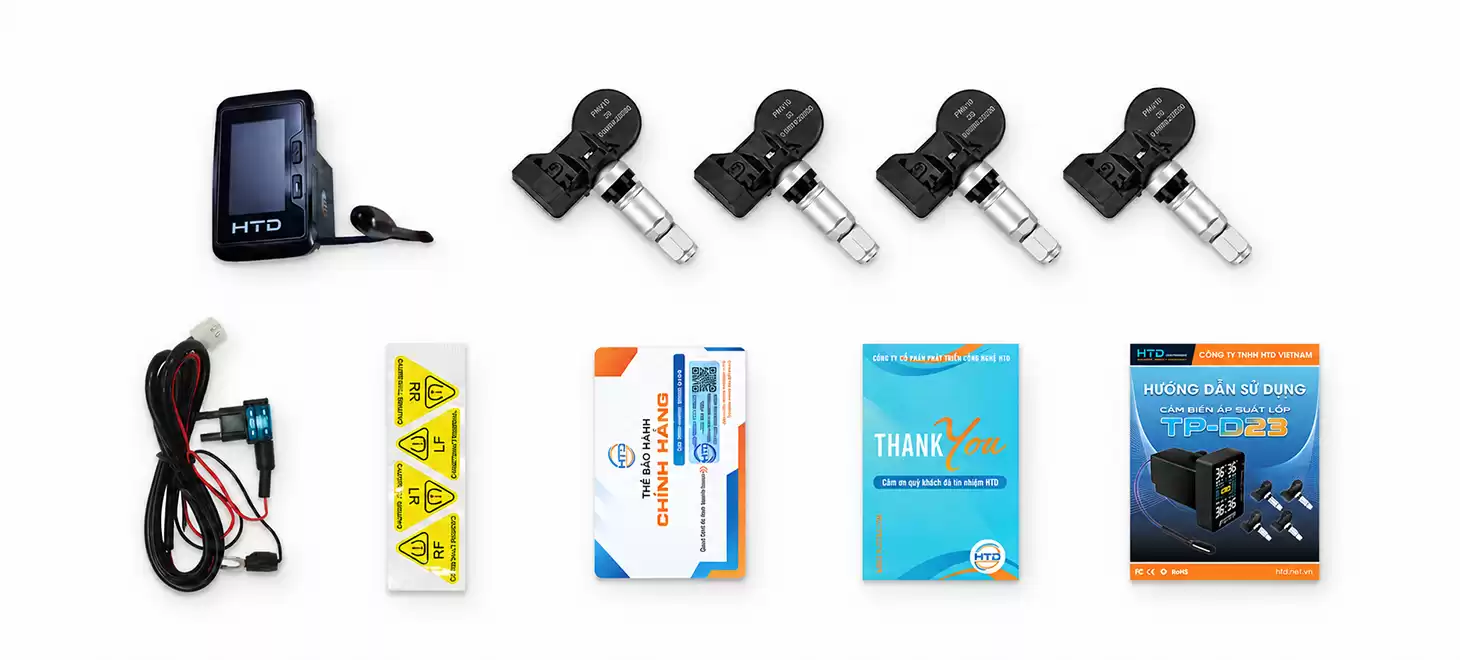 Mở hộp và phụ kiện cảm biến áp suất lốp TPMS TP-D23