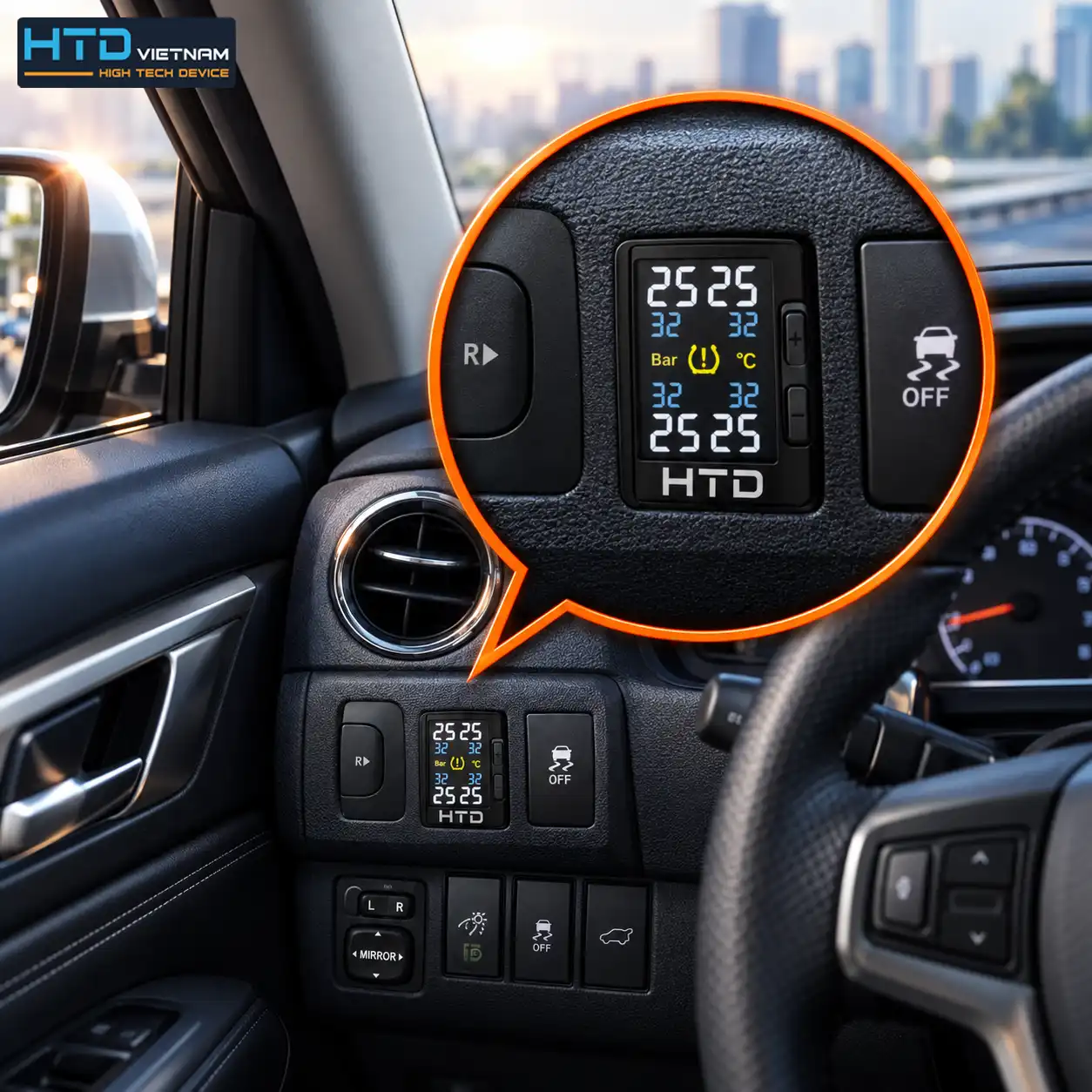 Thiết kế gắn lỗ chờ nút bấm TPMS TP-D23