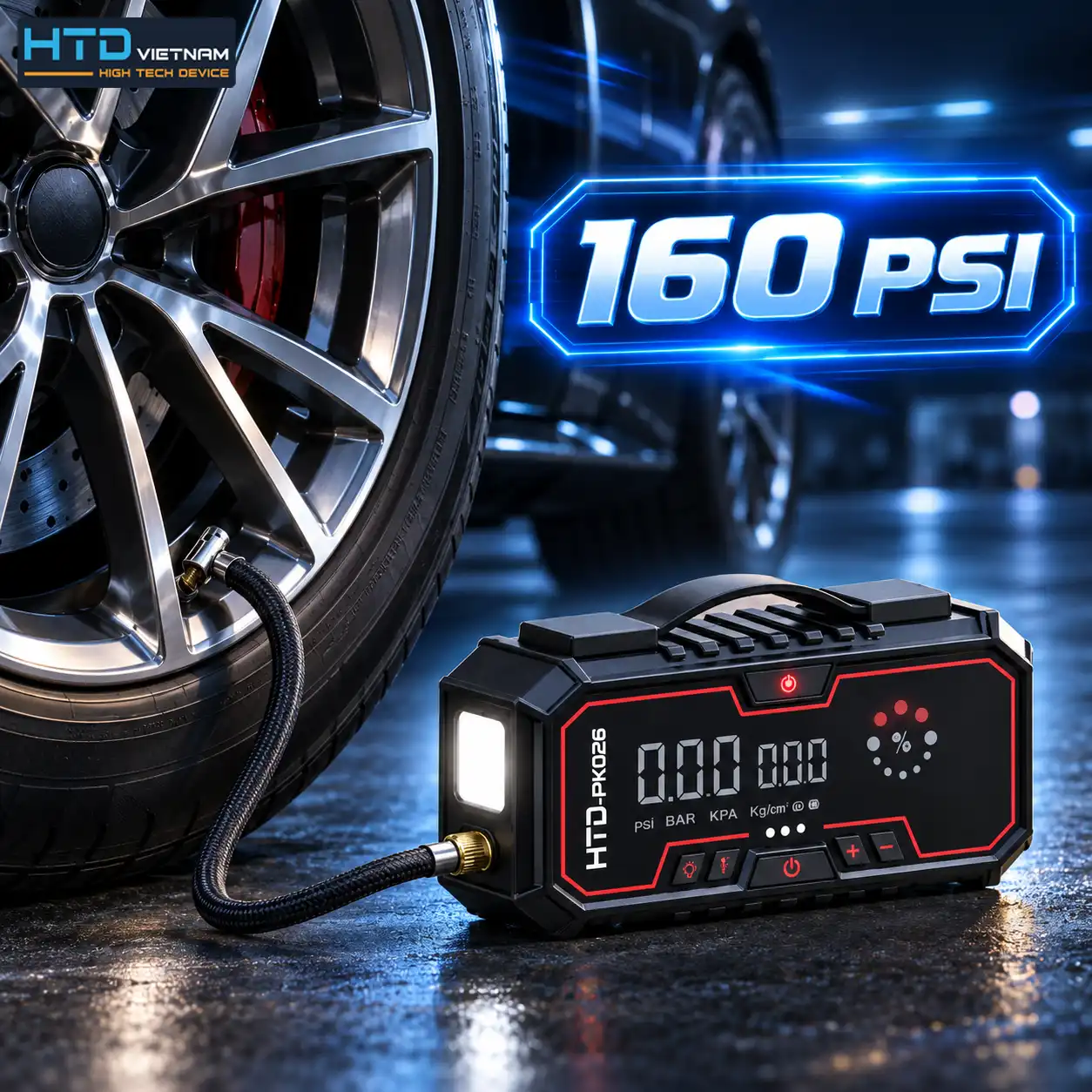 Bơm lốp tự ngắt thông minh HTD PK026
