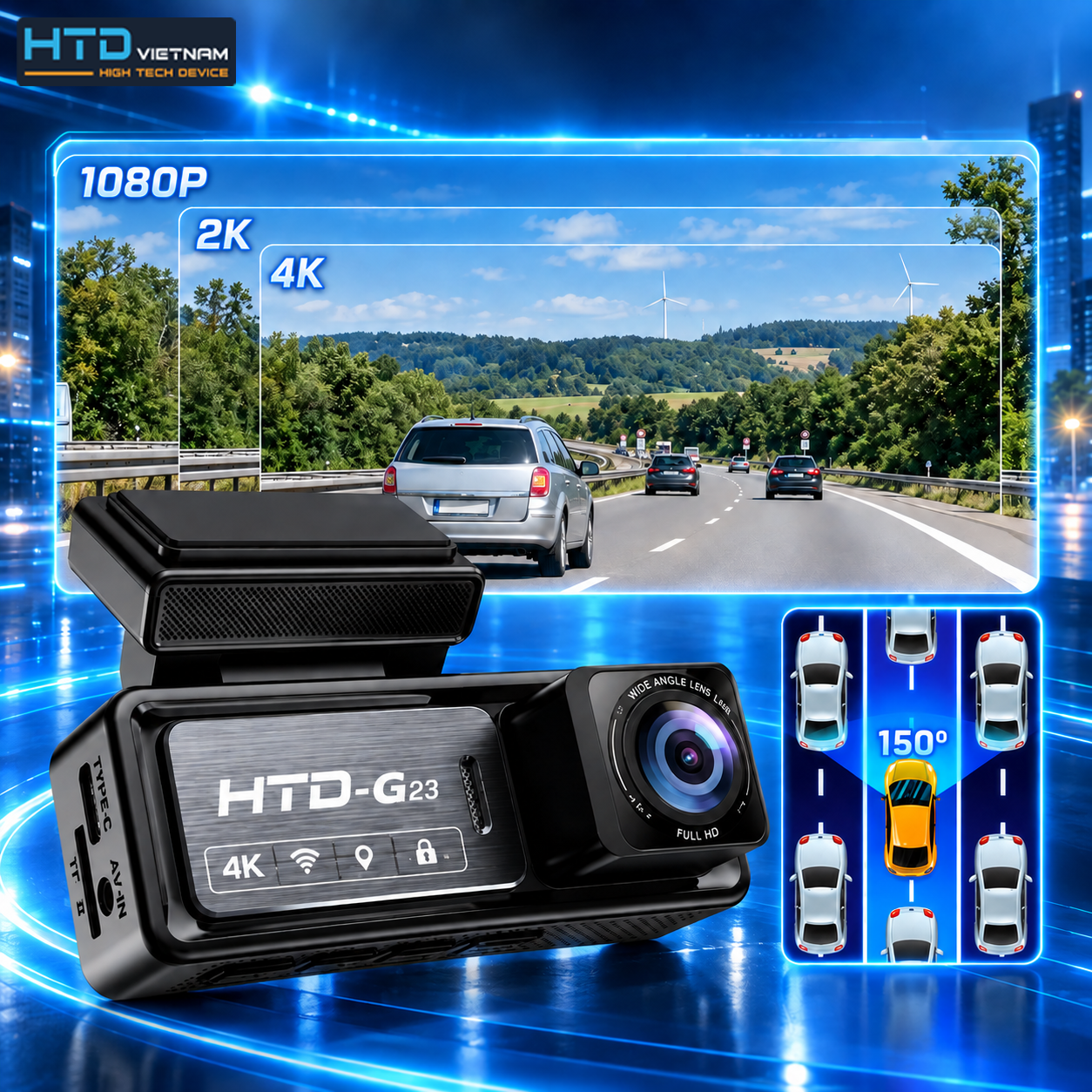Ghi hình 4K Ultra HD Camera hành trình HTD C23-4K ADAS