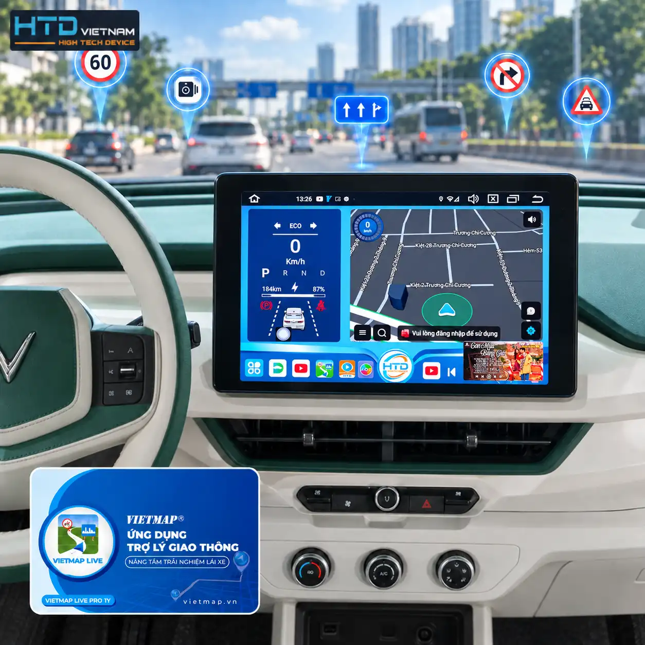 Ảnh màn ODO OLED 10.3 inch hiển thị tốc độ, pin và bản đồ