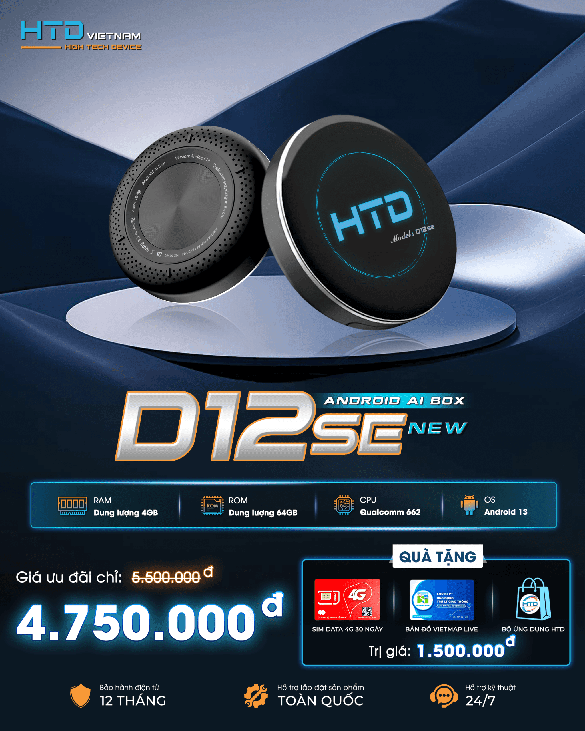 Android Box Ô Tô Bộ Chuyển Đổi Màn Hình D12SE NEW Thế Hệ Mới