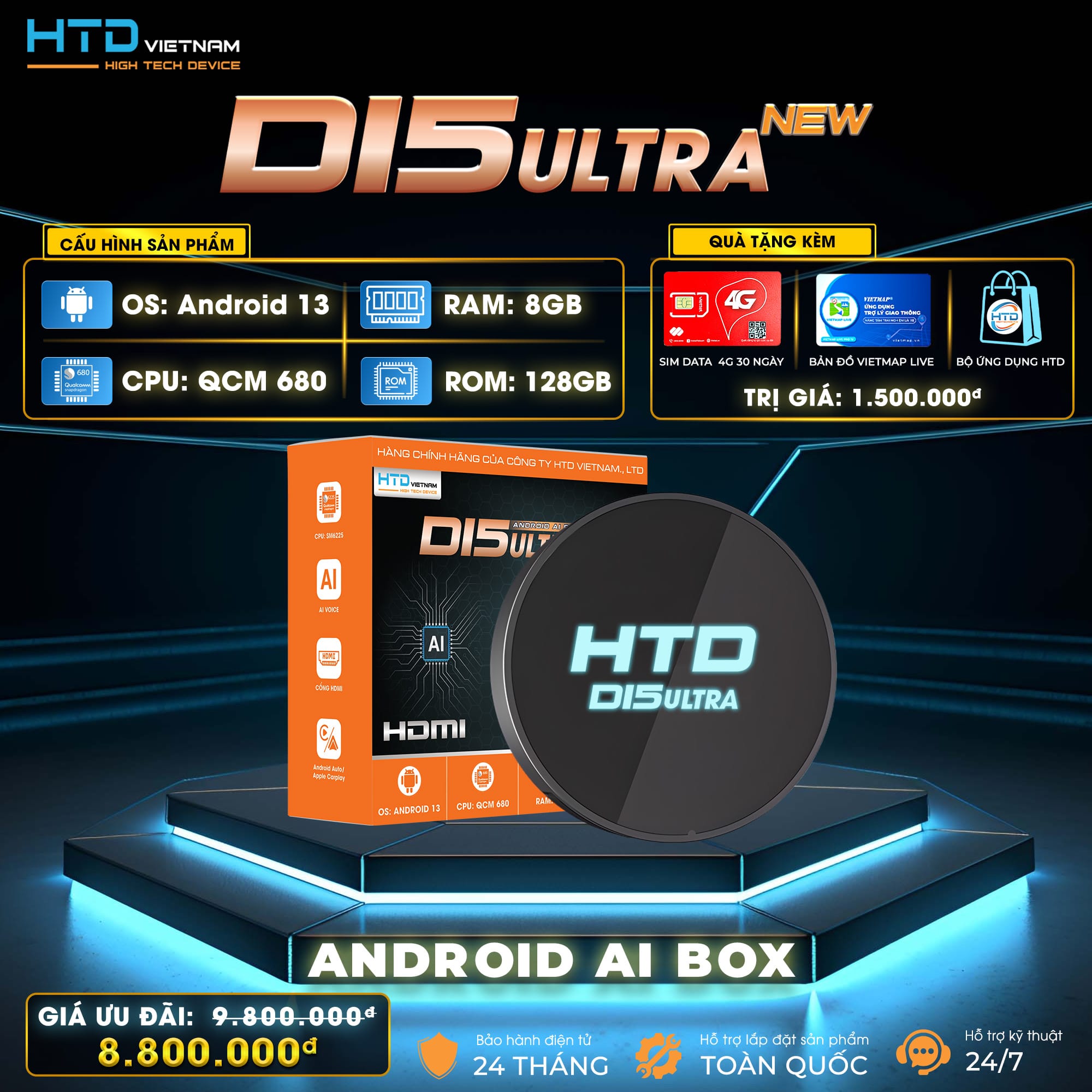 Android Box D15 Ultra New công nghệ cao cấp nhất 2026: Giải trí đa phương tiện ngay trên xe