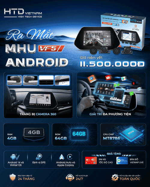 Bộ chuyển đổi màn hình Android VF5 thiết kế sáng tạo – nâng tầm nội thất xe