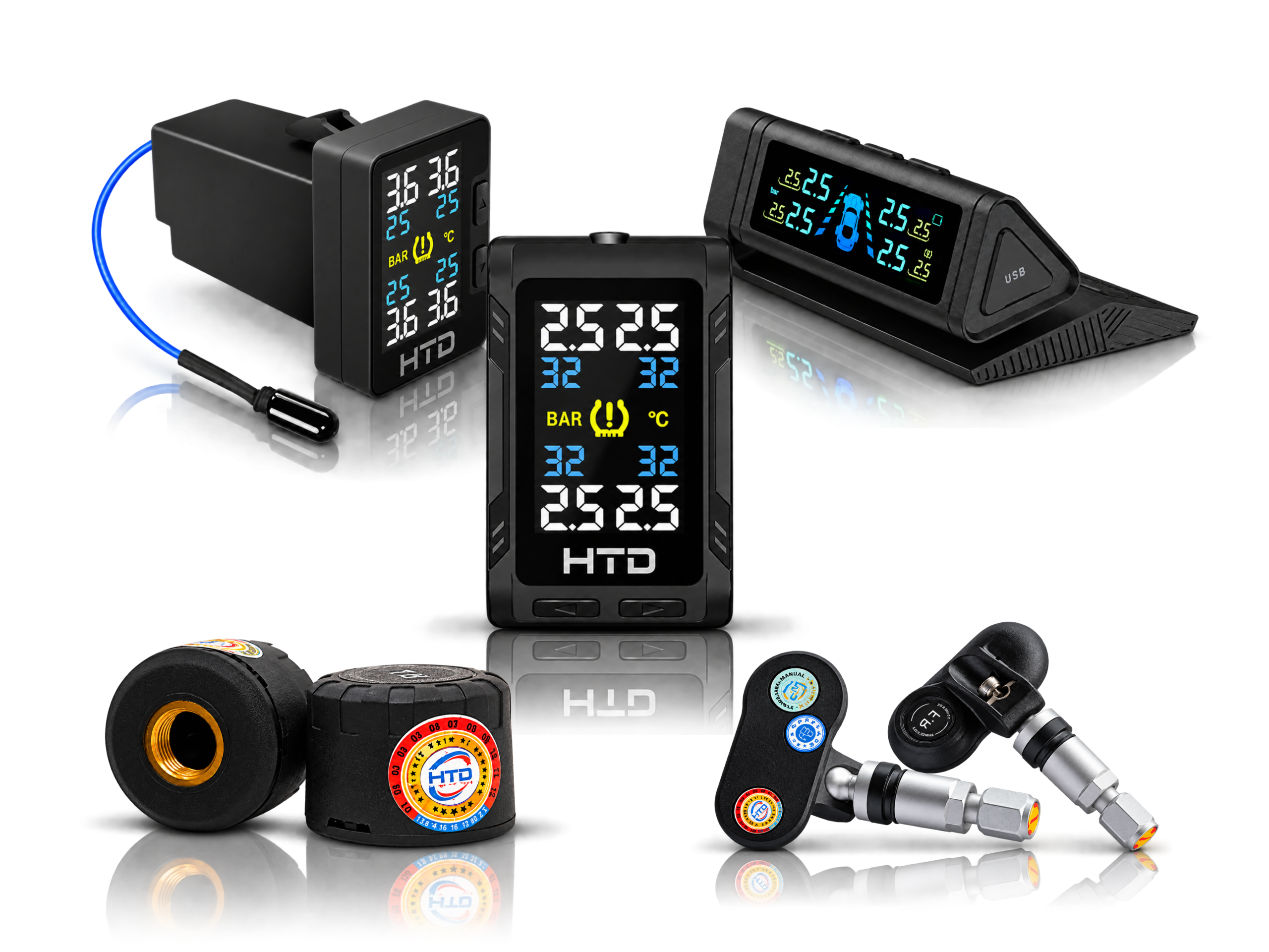 Bộ cảm biến áp suất lốp HTD – ảnh tổng quan 4 dòng TPMS