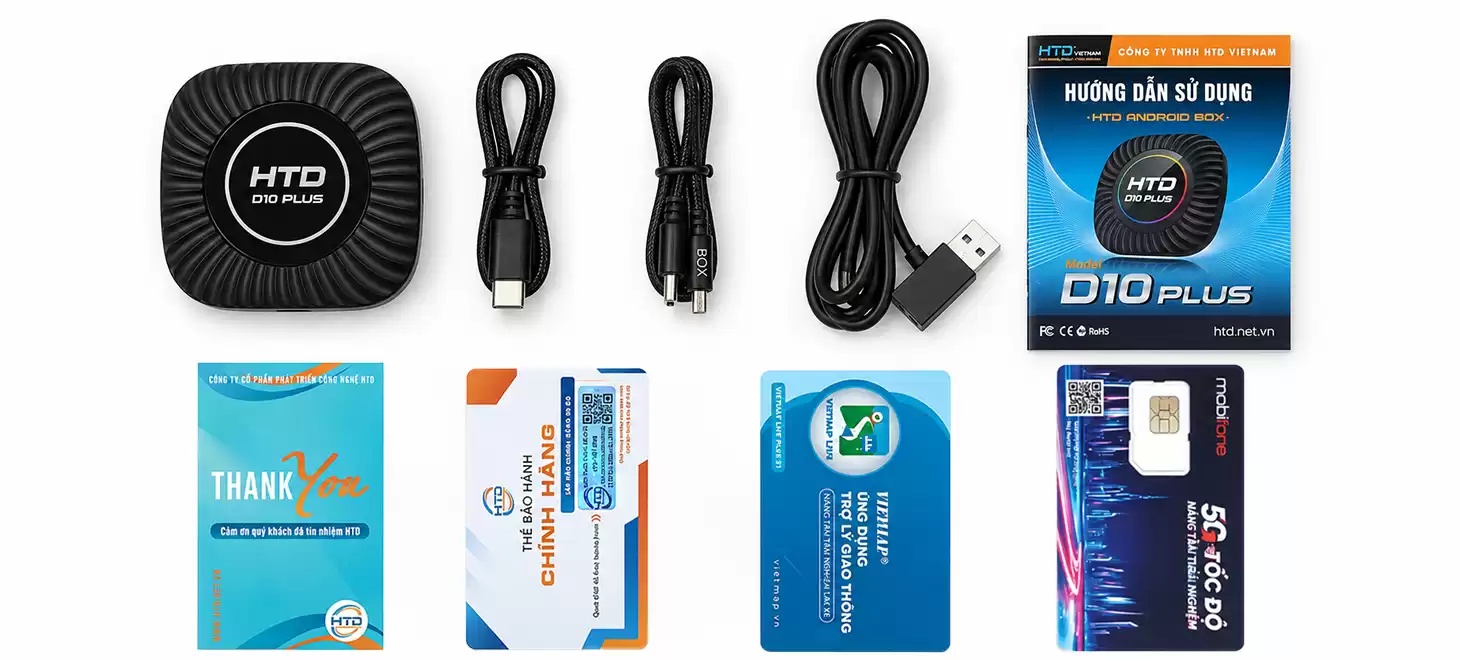 Mở hộp và phụ kiện Android Box HTD D10 Plus
