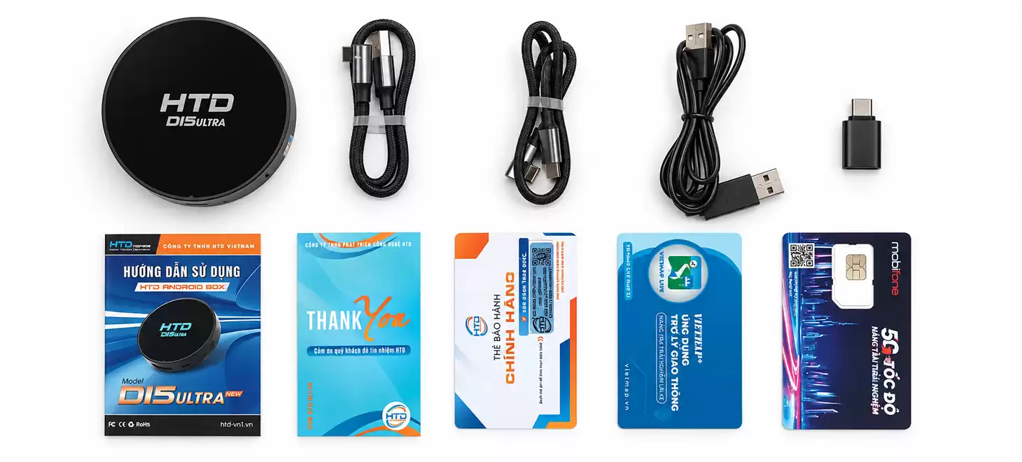 Mở hộp và phụ kiện Android Box HTD D15 Ultra New