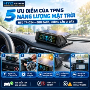 5 ưu điểm của cảm biến áp suất lốp năng lượng mặt trời HTD TP-D24
