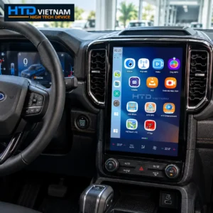 Android Box HTD D14 Ultra ADAS lắp trên Ford Ranger, màn hình zin hiển thị giao diện HTD Launcher