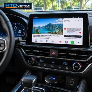 Android Box HTD D15 Ultra kết nối màn hình ô tô để xem YouTube khi xe đang đỗ an toàn