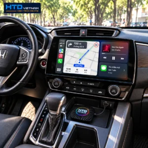Android Box HTD cắm vào màn hình zin ô tô hiển thị giao diện Apple CarPlay không dây