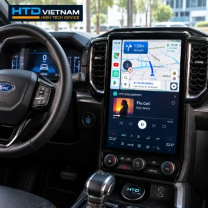 Android Box HTD hiển thị bản đồ Vietmap Live và ứng dụng giải trí trên màn hình zin Ford Ranger.
