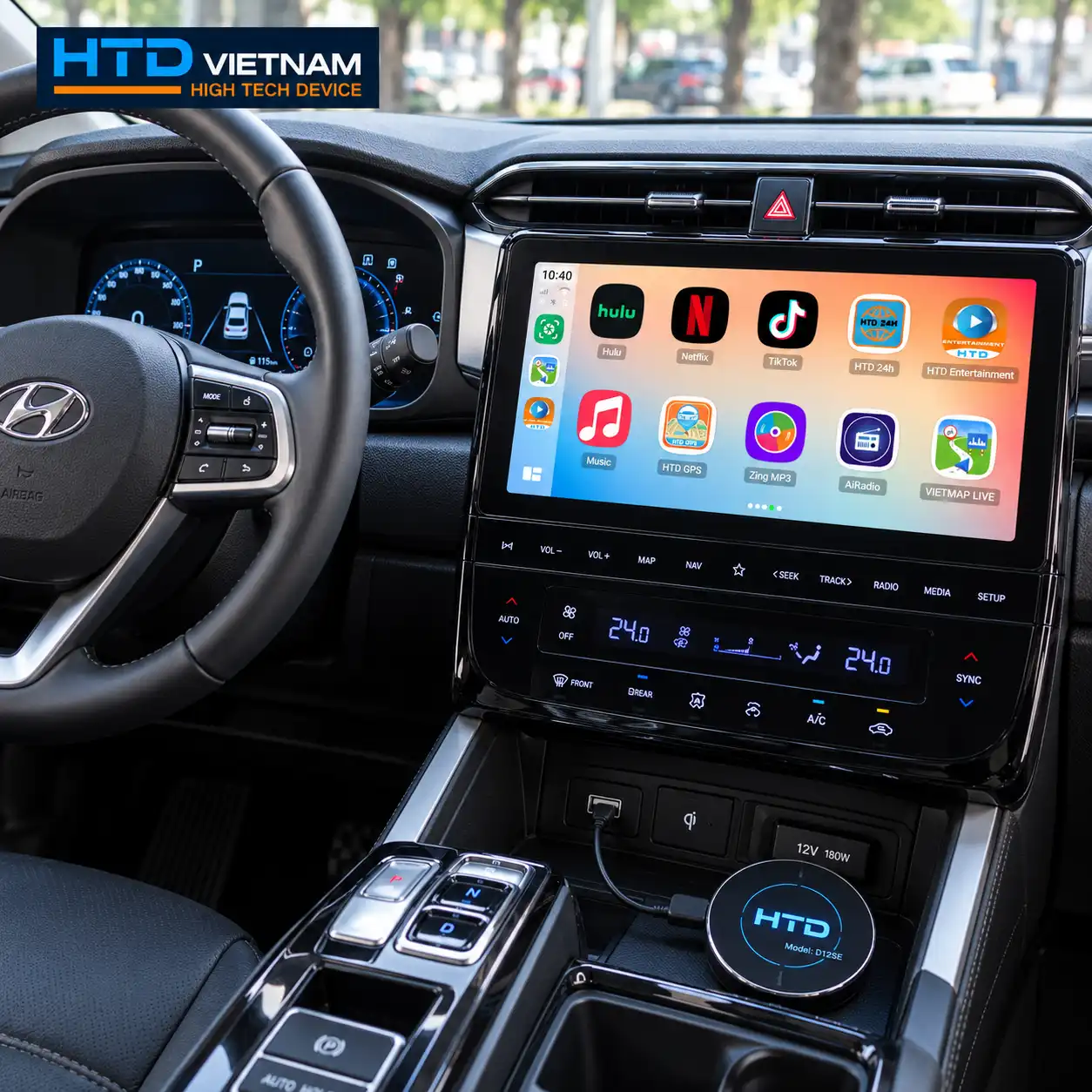 Android Box HTD hoạt động trên màn hình zin Hyundai Tucson