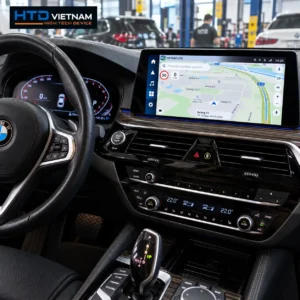 Bản đồ Vietmap Live trên Android Box D10 Pro hiển thị trên màn hình BMW 520i