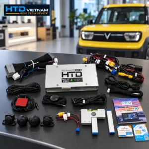 Bộ MHU MH-V2 PRO chính hãng HTD cho VinFast VF3 cùng camera 360, SIM 4G, USB và phụ kiện lắp đặt