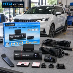 Bộ camera hành trình HTD C26 3M gồm camera trước, camera sau và phụ kiện