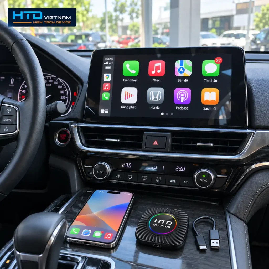 Android Box CarPlay không dây: khác gì cục chuyển đổi và CarPlay có sẵn trên xe?