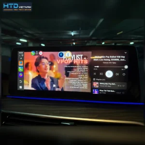 Giao diện HTD Launcher của Android Box D10 Plus trên màn hình iDrive BMW 520i