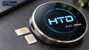 Khe SIM trên Android Box HTD và SIM 4G chuẩn bị lắp